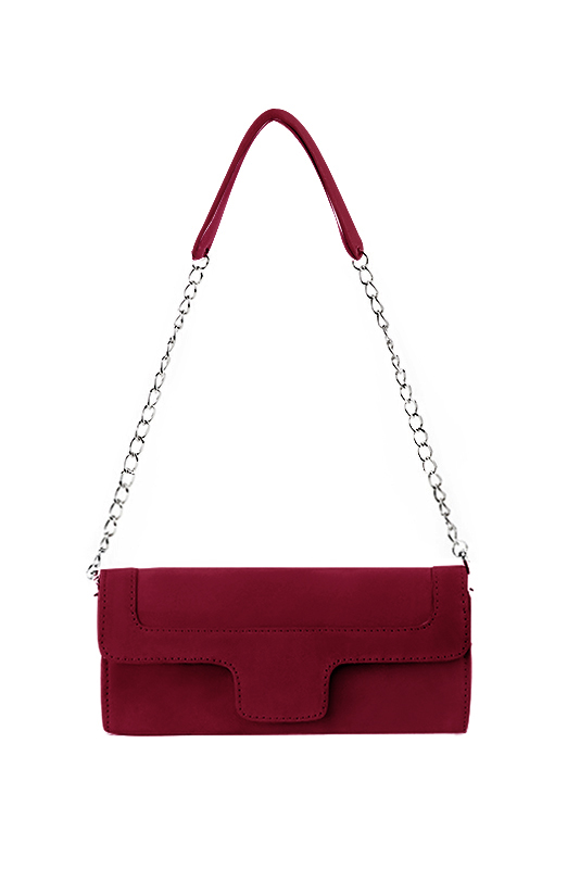 Dress clutch for wedding and parties in burgundy red leather - Top view